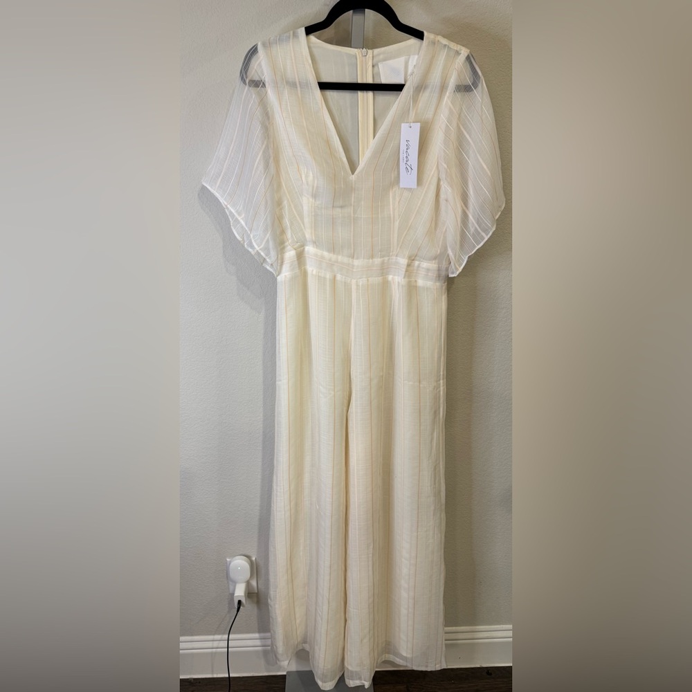 Vacate the label Cream  Flutter Sleeve Jumpsuit